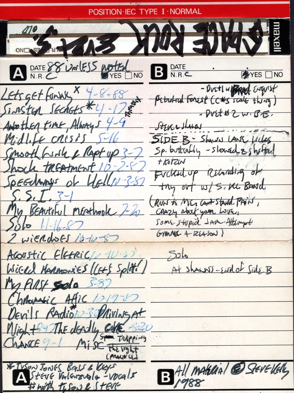 Scanned cassette archive image: 1988 Evets Space Rock Jupiter